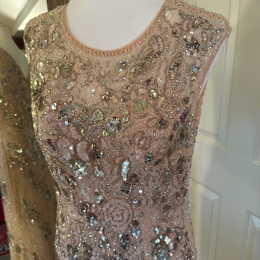 MAC DUGGAL
Pink Embellished Bateau Neck Cap Sleeve Floral Beaded Trumpet Gown - Picture 6 of 17